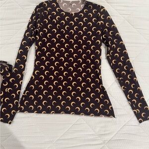 Marine Serre Black and Gold Crescent Moon Top
